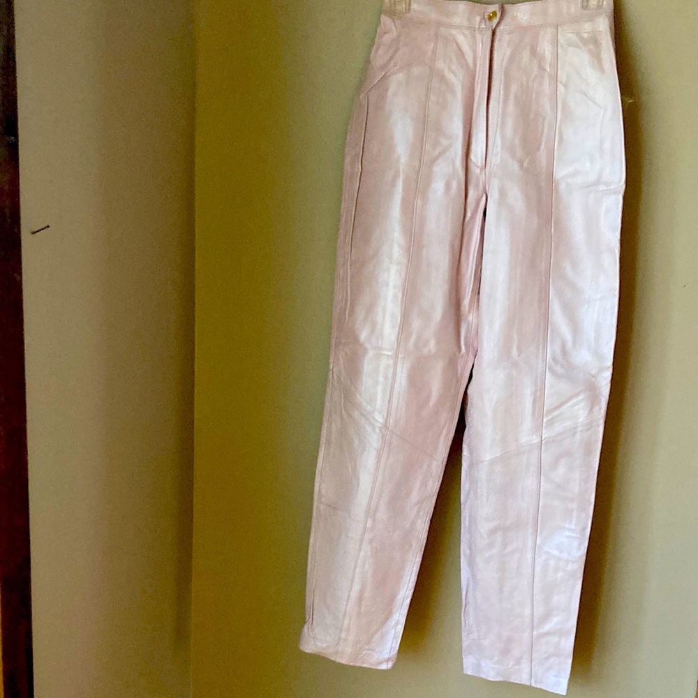 Buttery soft genuine leather pants in soft pink ,NWOT.